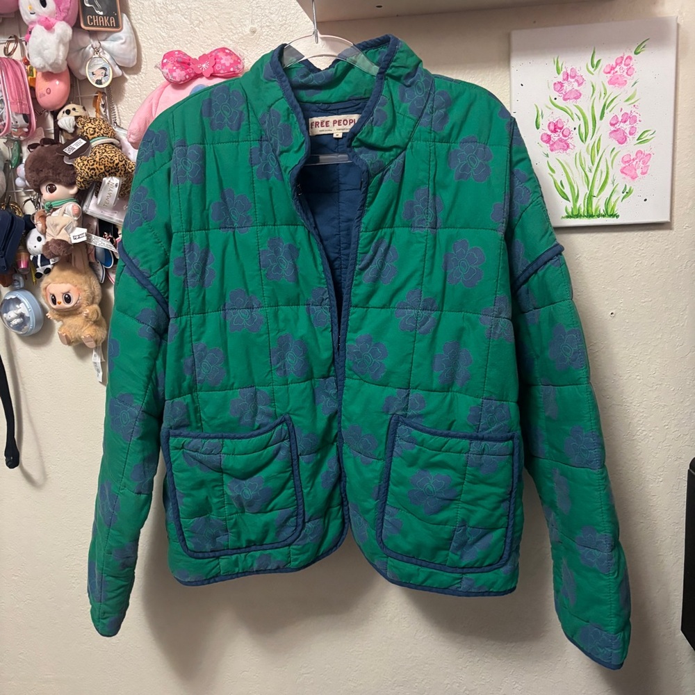 FREE PEOPLE Chloe Jacket in Grass Combo Sz Medium - Picture 2 of 7